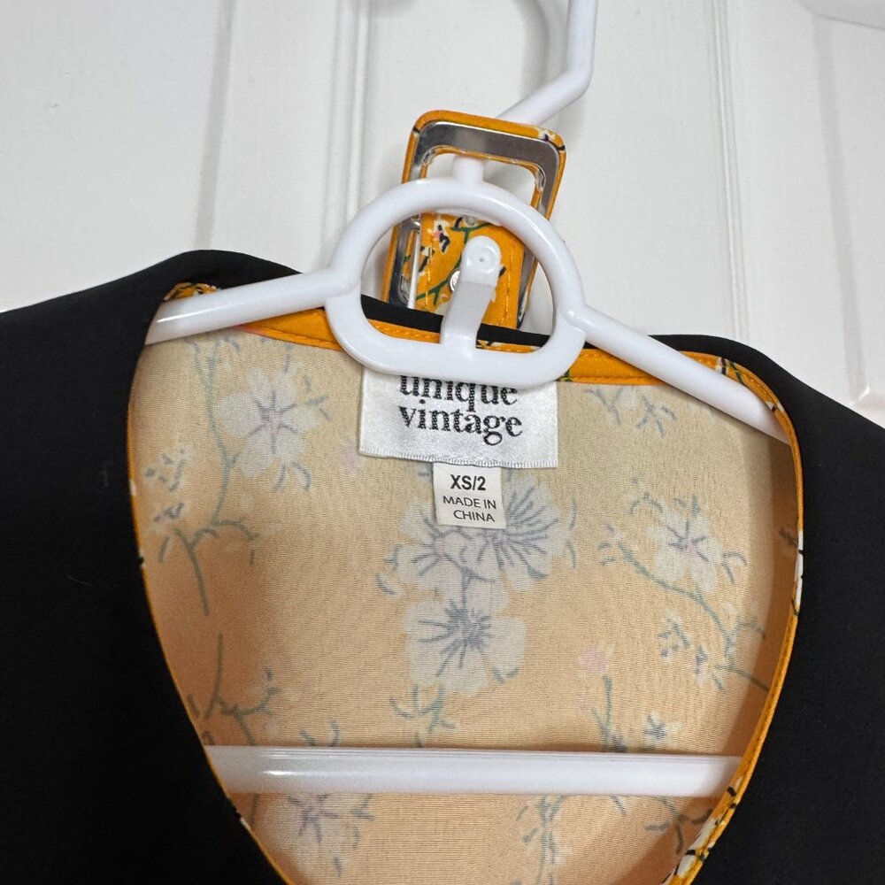 Unique Vintage Orange Floral Peter Pan Dress - Picture 2 of 6